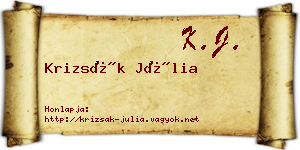 Krizsák Júlia névjegykártya
