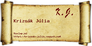 Krizsák Júlia névjegykártya